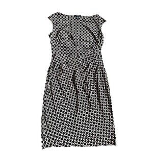 Chaps Women’s Sleeveless Midi Dress M Black & White Geometric Pull Over EUC